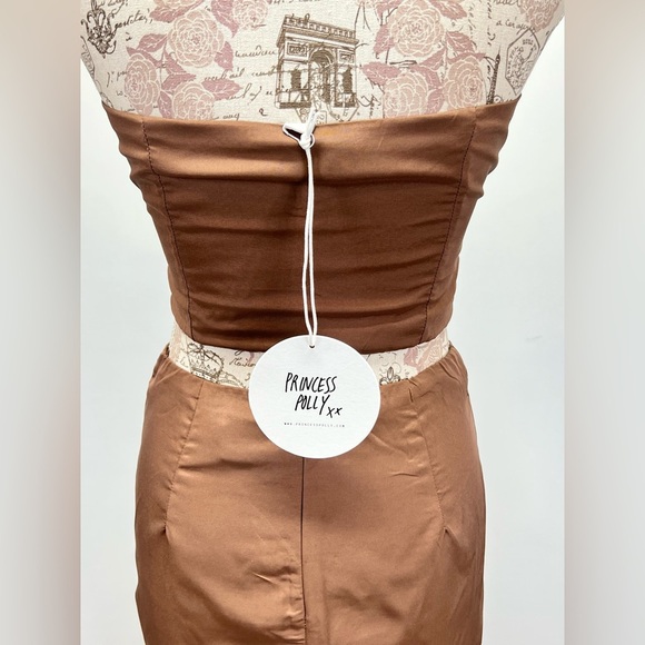 PRINCESS POLLY Brown strapless ruched cutout top and maxi skirt size 6. - Picture 5 of 14